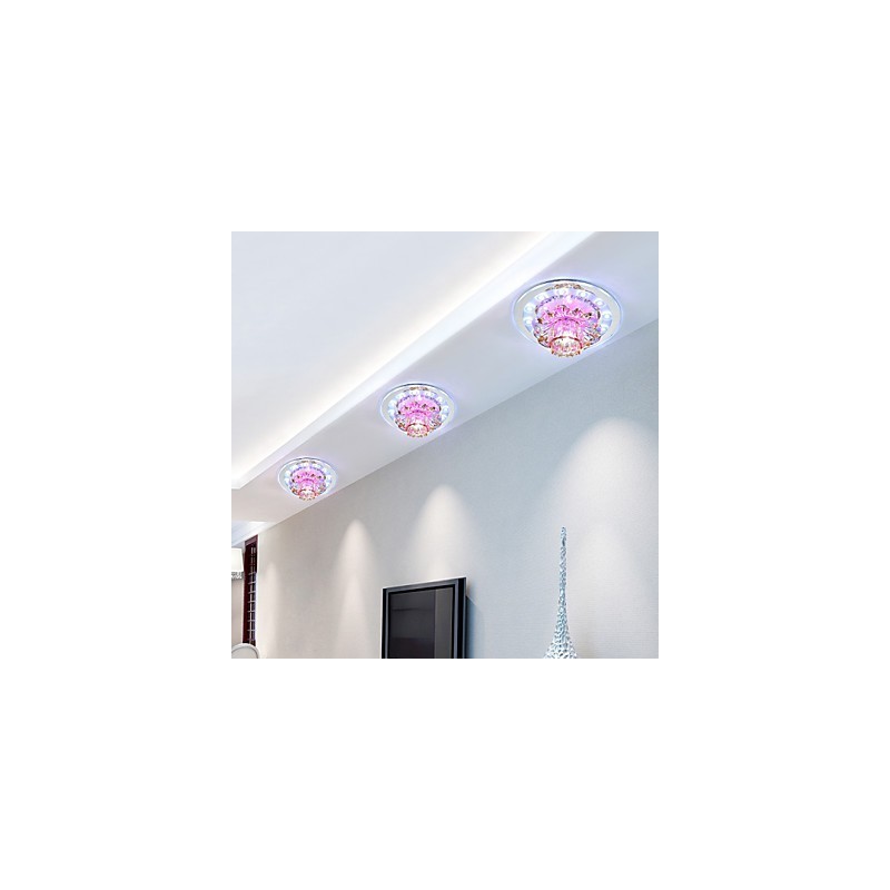 Plafoniera circolare in cristallo a filo con tubo luminoso, 3 lampadine E26/E27