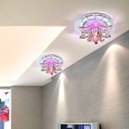 Plafoniera circolare in cristallo a filo con tubo luminoso, 3 lampadine E26/E27
