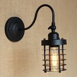 Applique da parete country americano nero opaco con lampadina E26/E27