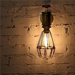 Applique da parete vintage industriale con tubi dell'acqua, lampadina Edison, stile loft