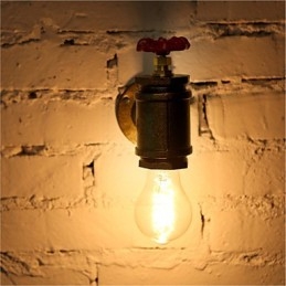 Applique da parete vintage industriale con tubi dell'acqua, lampadina Edison, stile loft