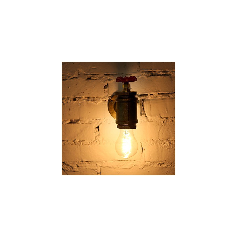 Applique da parete vintage industriale con tubi dell'acqua, lampadina Edison, stile loft