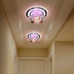 Plafoniera circolare in cristallo a filo con tubo luminoso, 3 lampadine E26/E27