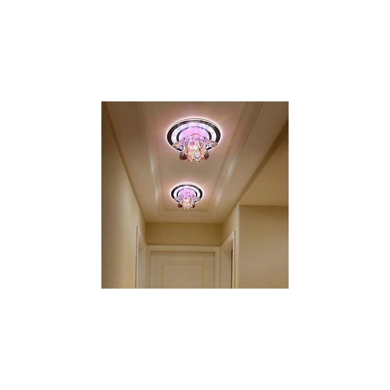 Plafoniera circolare in cristallo a filo con tubo luminoso, 3 lampadine E26/E27