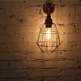 Applique da parete vintage industriale con tubi dell'acqua, lampadina Edison, stile loft