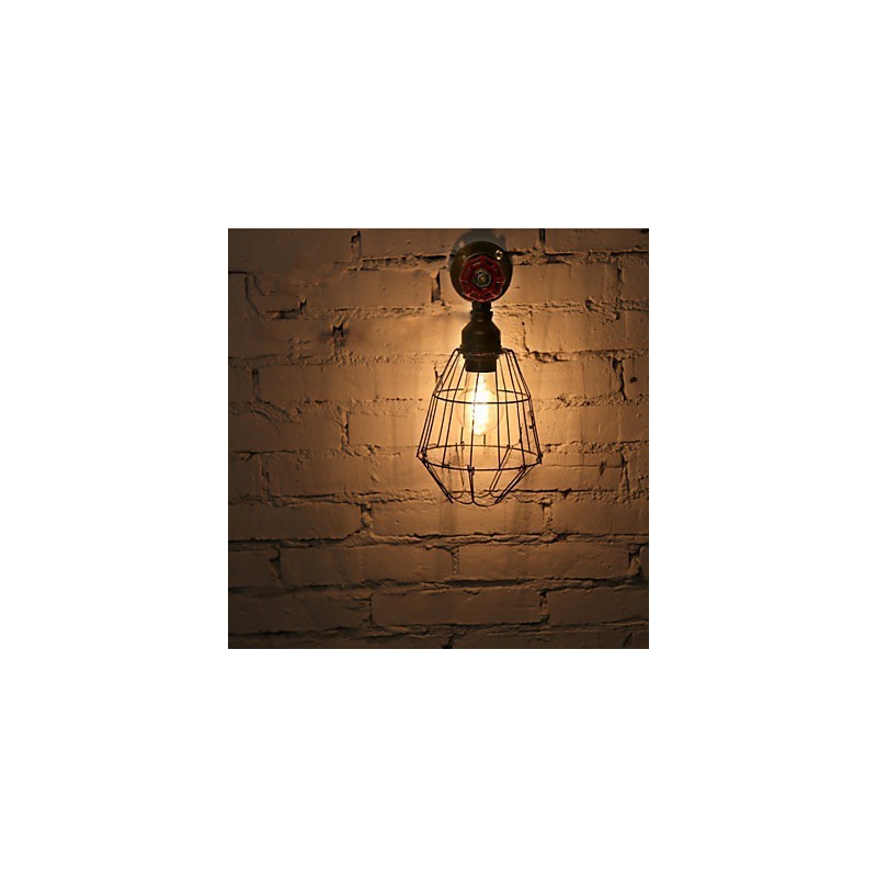 Applique da parete vintage industriale con tubi dell'acqua, lampadina Edison, stile loft