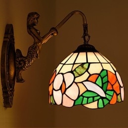 Applique da parete in ferro battuto europeo creativo con luci in vetro