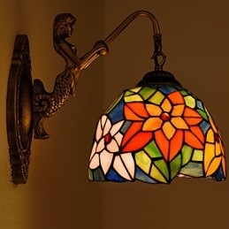 Applique da parete in ferro battuto creativo stile rurale europeo in vetro