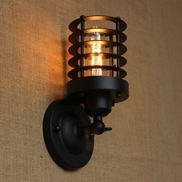 Applique da parete decorativa nera in metallo con lampadina inclusa E26/E27, 40 W