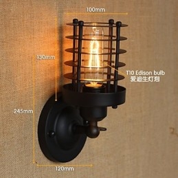 Applique da parete decorativa nera in metallo con lampadina inclusa E26/E27, 40 W