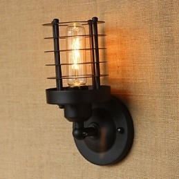 Applique da parete decorativa nera in metallo con lampadina inclusa E26/E27, 40 W