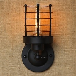 Applique da parete decorativa nera in metallo con lampadina inclusa E26/E27, 40 W