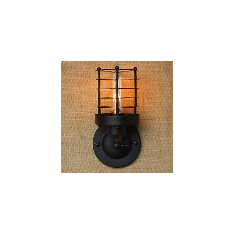 Applique da parete decorativa nera in metallo con lampadina inclusa E26/E27, 40 W