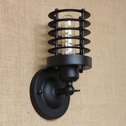 Applique da parete decorativa nera in metallo con lampadina inclusa E26/E27, 40 W