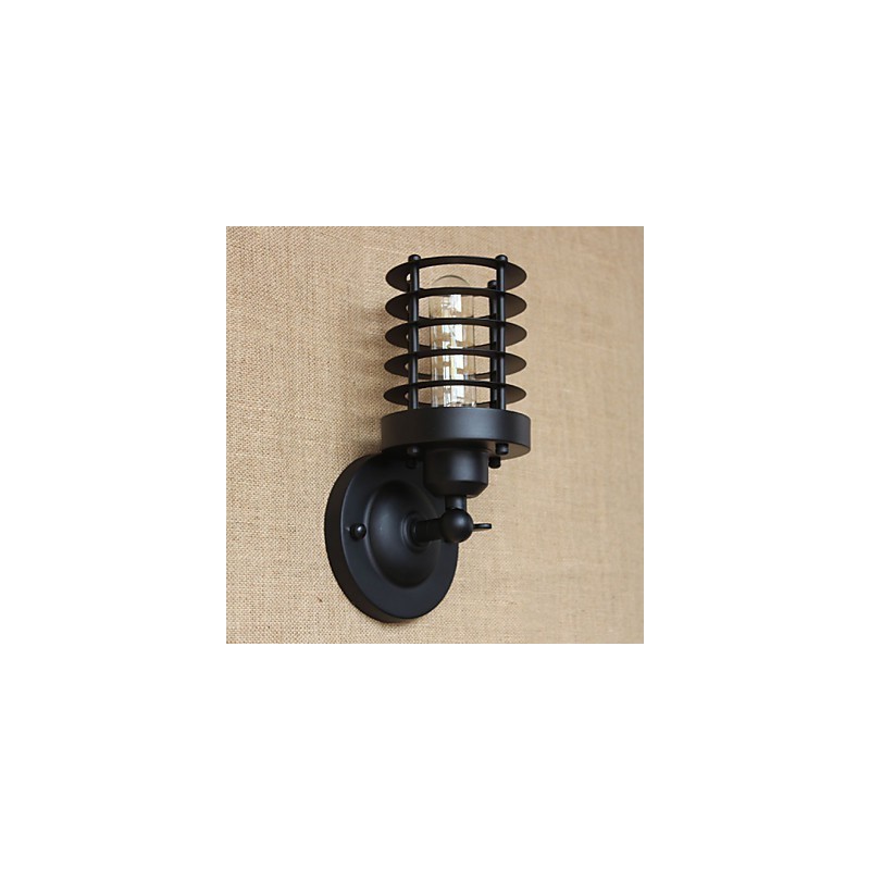 Applique da parete decorativa nera in metallo con lampadina inclusa E26/E27, 40 W