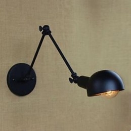 Applique da parete in ferro battuto a braccio lungo nero per balcone, scala e corridoio