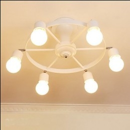 Plafoniera LED a filo country, 6 luci, metallo, nera o bianca