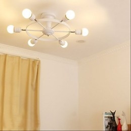 Plafoniera LED a filo country, 6 luci, metallo, nera o bianca