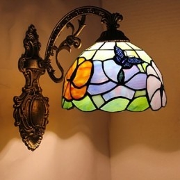 Applique da parete in ferro battuto stile mediterraneo europeo con luci in vetro