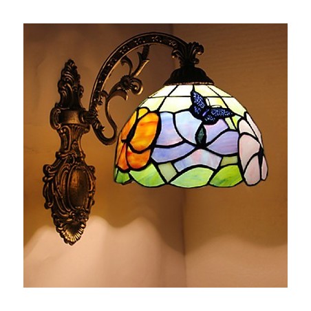 Applique da parete in ferro battuto stile mediterraneo europeo con luci in vetro