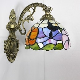 Applique da parete in ferro battuto stile mediterraneo europeo con luci in vetro