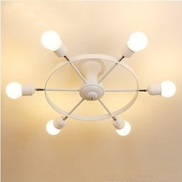 Plafoniera LED a filo country, 6 luci, metallo, nera o bianca