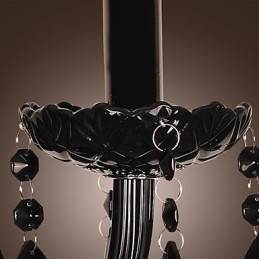 Applique da parete in cristallo nero con lampadina a candela