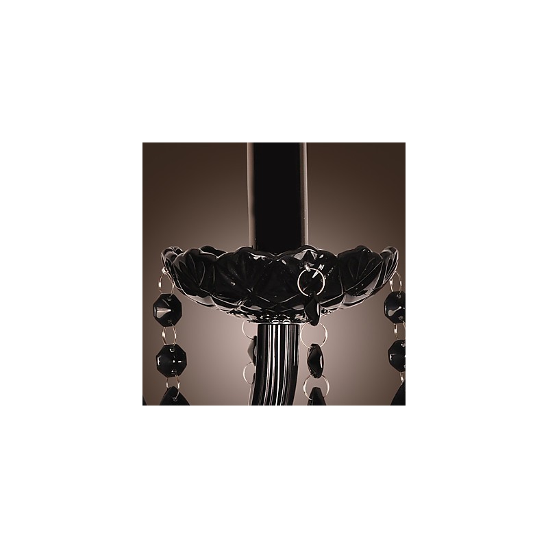 Applique da parete in cristallo nero con lampadina a candela