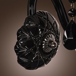 Applique da parete in cristallo nero con lampadina a candela