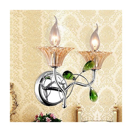 Applique da parete bagno in cristallo moderno contemporaneo metallo argento 2 lampadine E12/E14