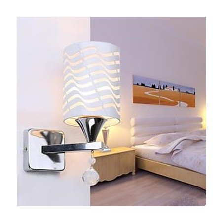 Applique da parete moderna cromata in metallo argento e bianco E26/E27