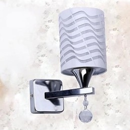 Applique da parete moderna cromata in metallo argento e bianco E26/E27