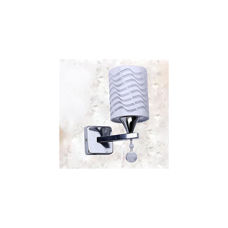 Applique da parete moderna cromata in metallo argento e bianco E26/E27