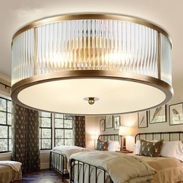 Plafoniera a filo tradizionale classica rustica lodge ottone metallo 3 lampadine E26/E27