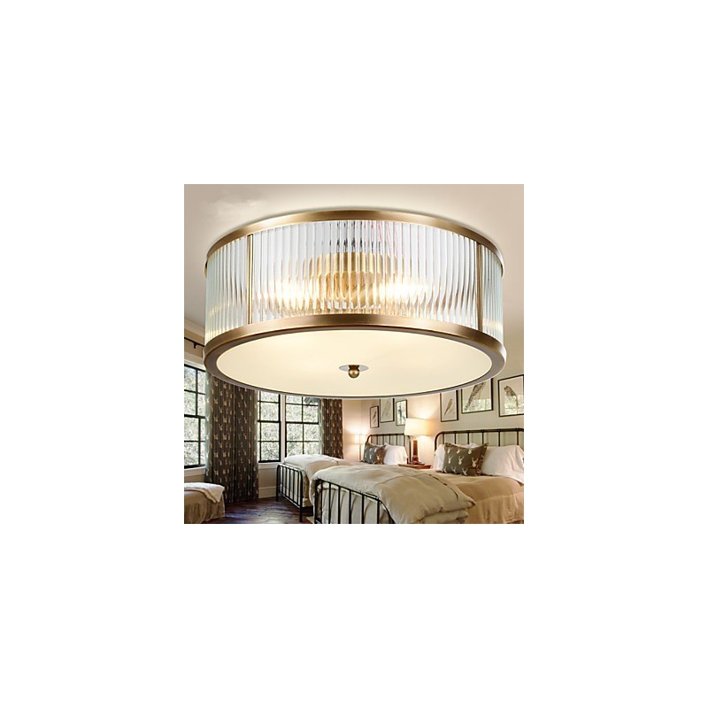 Plafoniera a filo tradizionale classica rustica lodge ottone metallo 3 lampadine E26/E27