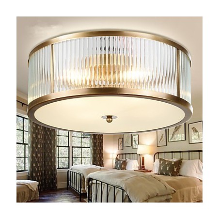 Plafoniera a filo tradizionale classica rustica lodge ottone metallo 3 lampadine E26/E27