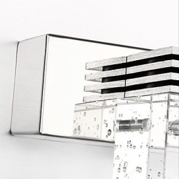 Applique da bagno LED moderna a 3 luci, paralume cubico in vetro, finitura argento
