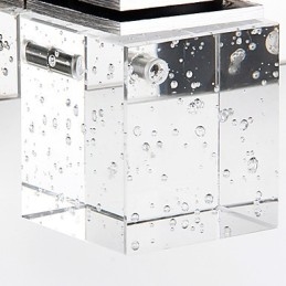 Applique da bagno LED moderna a 3 luci, paralume cubico in vetro, finitura argento