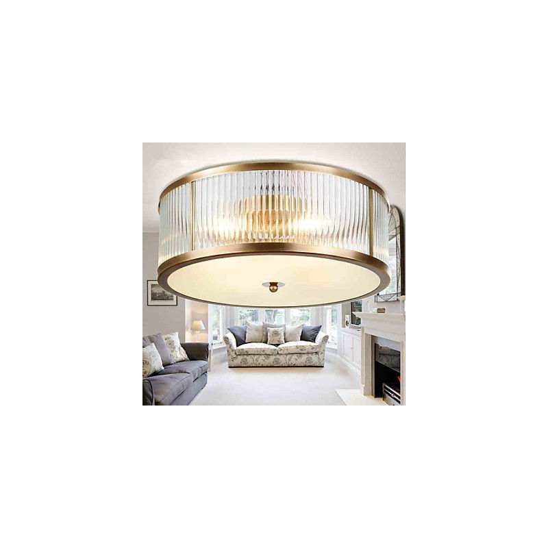 Plafoniera a filo tradizionale classica rustica lodge ottone metallo 3 lampadine E26/E27