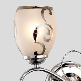 Applique da parete moderna contemporanea in cristallo e metallo, argento, 2 lampadine E26/E27