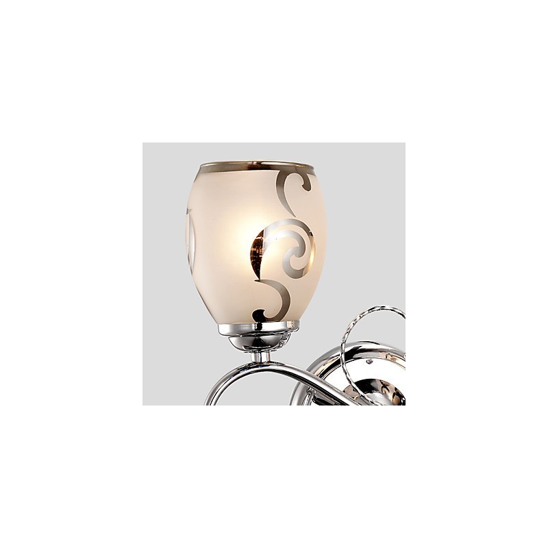 Applique da parete moderna contemporanea in cristallo e metallo, argento, 2 lampadine E26/E27