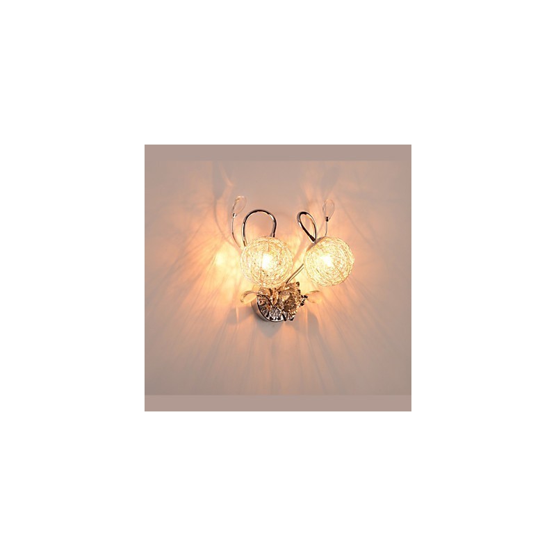 Applique da parete moderna in cristallo cromo LED 2 lampadine E9 35 cm