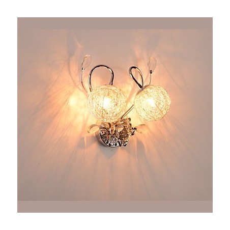 Applique da parete moderna in cristallo cromo LED 2 lampadine E9 35 cm