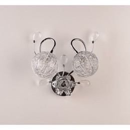 Applique da parete moderna in cristallo cromo LED 2 lampadine E9 35 cm