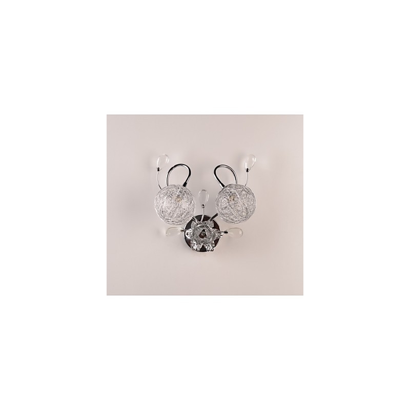 Applique da parete moderna in cristallo cromo LED 2 lampadine E9 35 cm