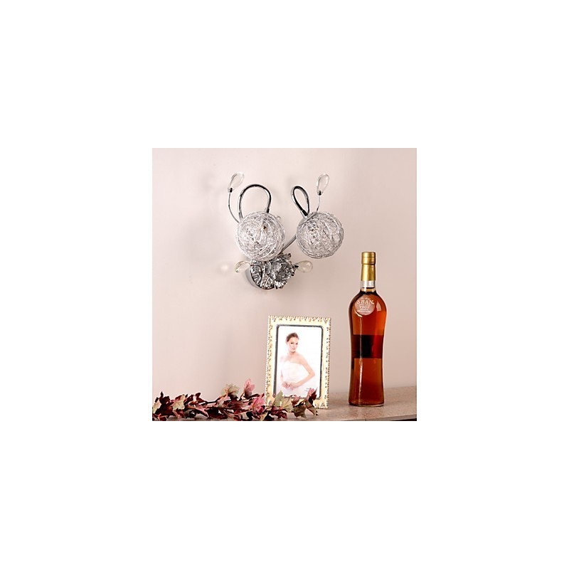 Applique da parete moderna in cristallo cromo LED 2 lampadine E9 35 cm