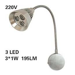 Applique con faretto a 3 luci LED per specchio, alluminio anodizzato