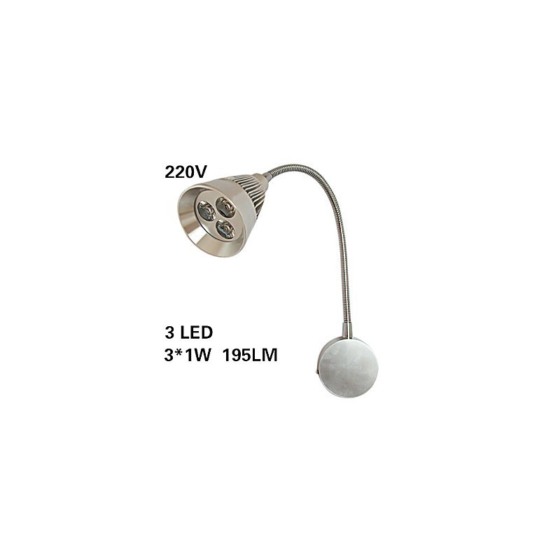 Applique con faretto a 3 luci LED per specchio, alluminio anodizzato
