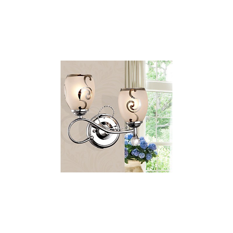 Applique da parete B001 2 moderna contemporanea cromo mini 2 luci E26/E27