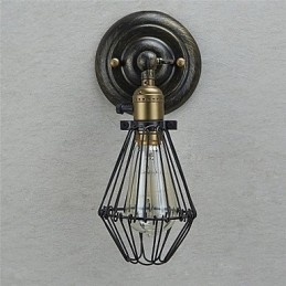 Applique da parete vintage industriale a gabbia nera E26/E27
